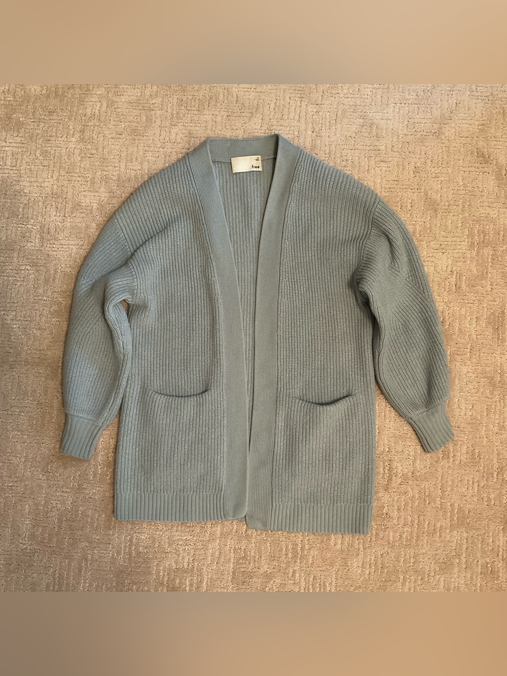 Aritzia Wilfred Free 100% Merino Wool Cardigan Blue Gray XS Oversized Minimalist